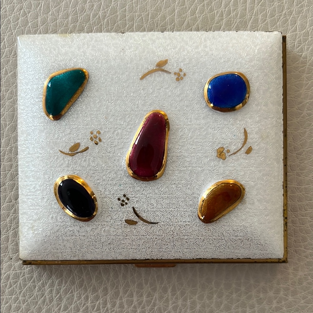 Vintage Enamel Abstract Multicolor Compact